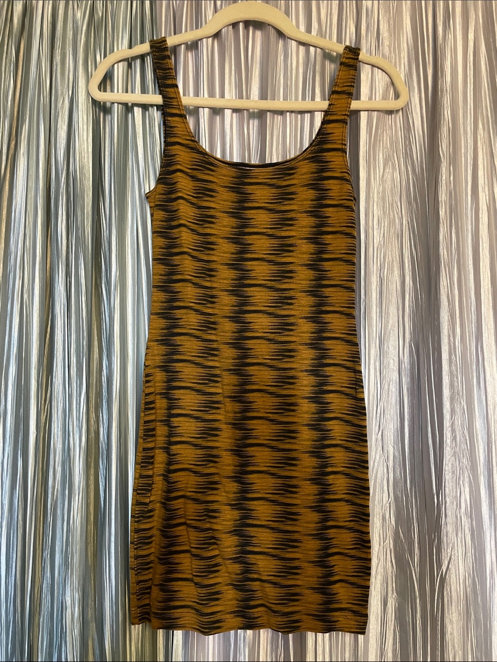 Vintage American Apparel Mustard and Black Striped Tank Mini Dress